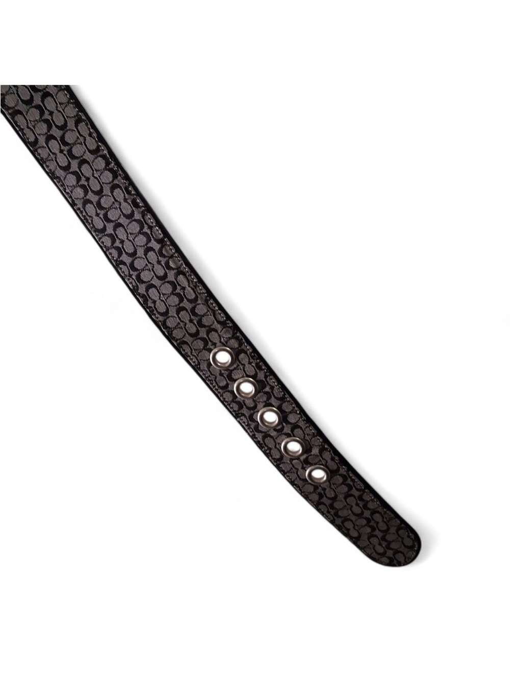 Coach Black & Gray Signature Monogram Belt with Silver Hardware Sz M - Picture 6 of 15